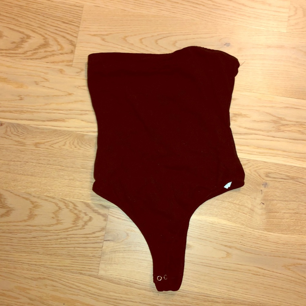 Black tube top thong bodysuit